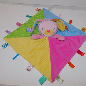 Taggies Pink Bunny Rabbit Patchkin Pals Lovey Plush Security Blanket Multicolor